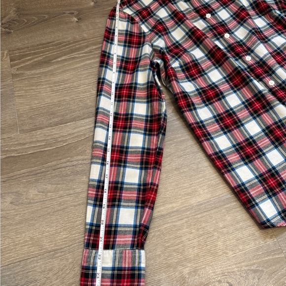 J.Crew festive HOLIDAY PLAID ruffle trim FLANNEL fitted woman’s SHIRT~size S - Picture 11 of 11
